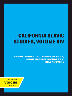 cover image of California Slavic Studies, Volume XIV